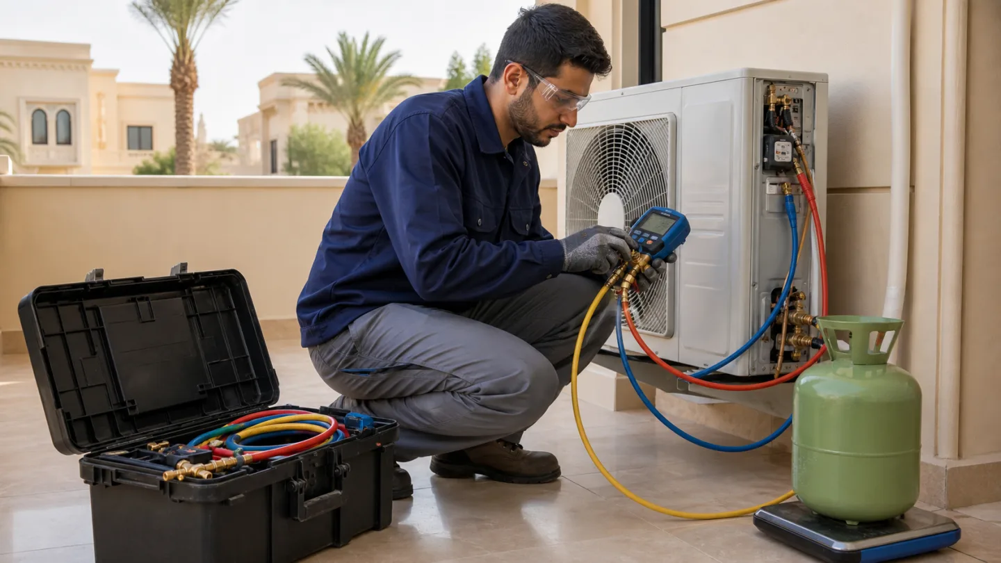 شحن فريون وكشف تسرب المكيف بالرياض